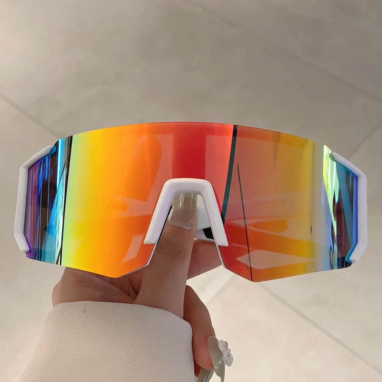 Oversized Rimless Sport Sunglasses Women 2024 New Fashion Frameless Shield Sun Glasses For Men Outdoor Bicycle Mountain Eyewear