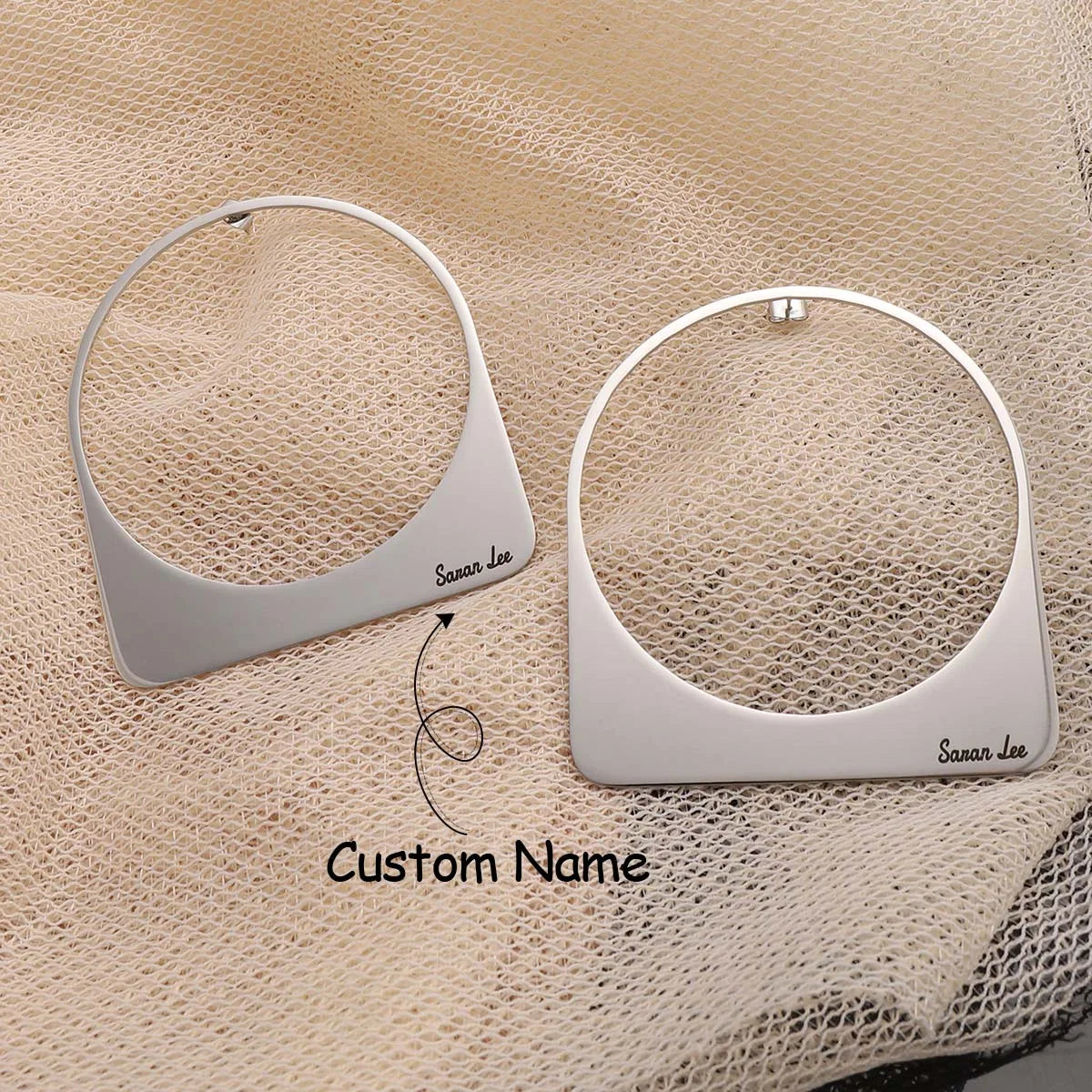 African Large Hoop Earring with Custom Name Middle East Dubai 18K Gold Plated Stainless Steel Earrings Women Jewelry Handmade