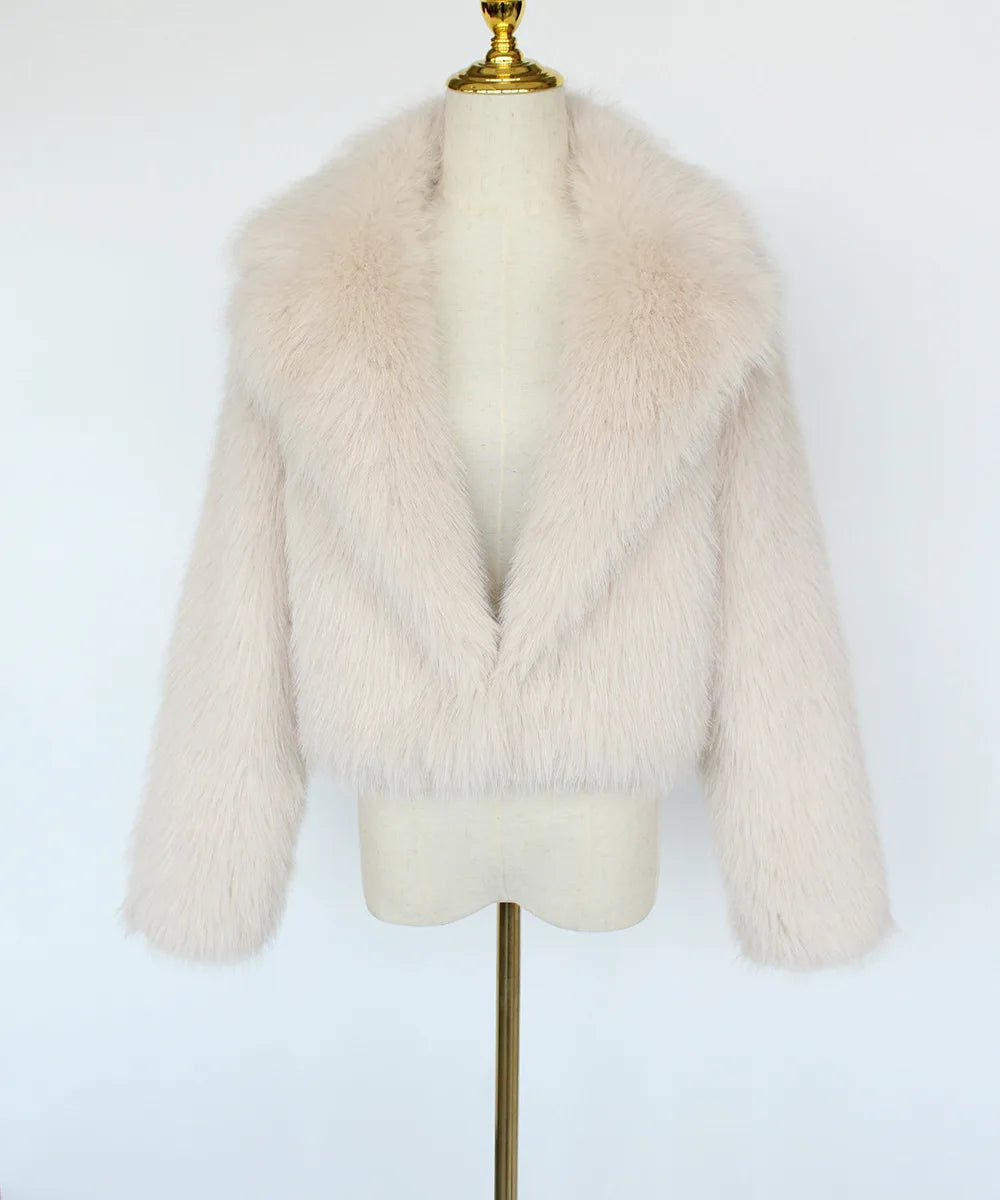 2025 Female Winter Brown Faux Fur Coat For Women Casual Long Sleeve Fluffy Plush Jacket Lady Solid Thick Fake Fur Warm Cardigan