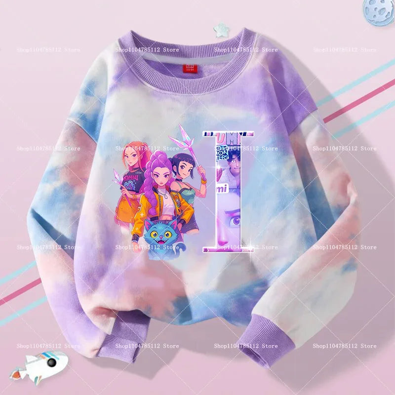 K Pop Demon Hunters Girls Sweatshirt Rumi Mira Zoey A-Z Hoodies Kids Spring Autumn Pullover Children Long Sleeves Clothes Gift