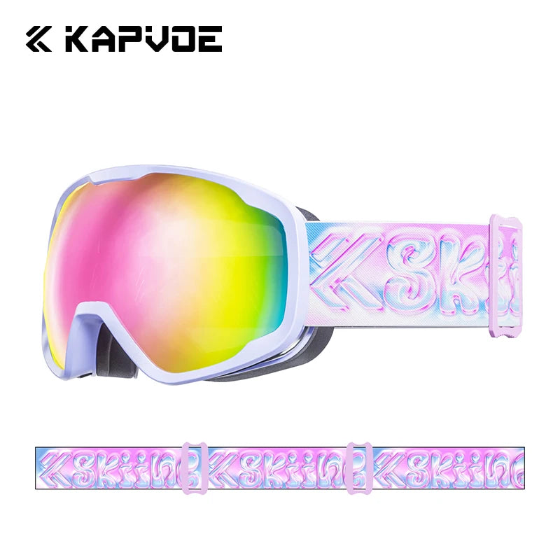 KAPVOE Kids Ski Goggles Double UV400 Kids Skiing Mask Glasses 4-15 years old Professional Anti-fog Child Snowboard Goggles