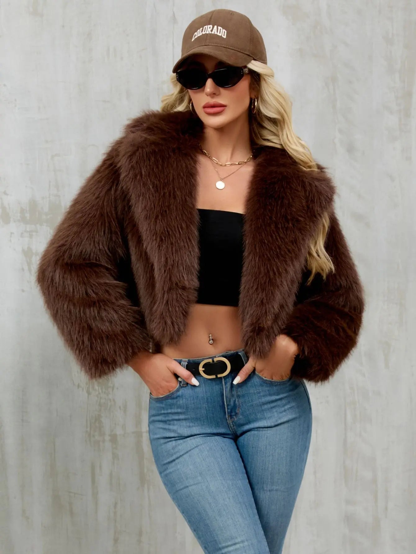 2025 Female Winter Brown Faux Fur Coat For Women Casual Long Sleeve Fluffy Plush Jacket Lady Solid Thick Fake Fur Warm Cardigan
