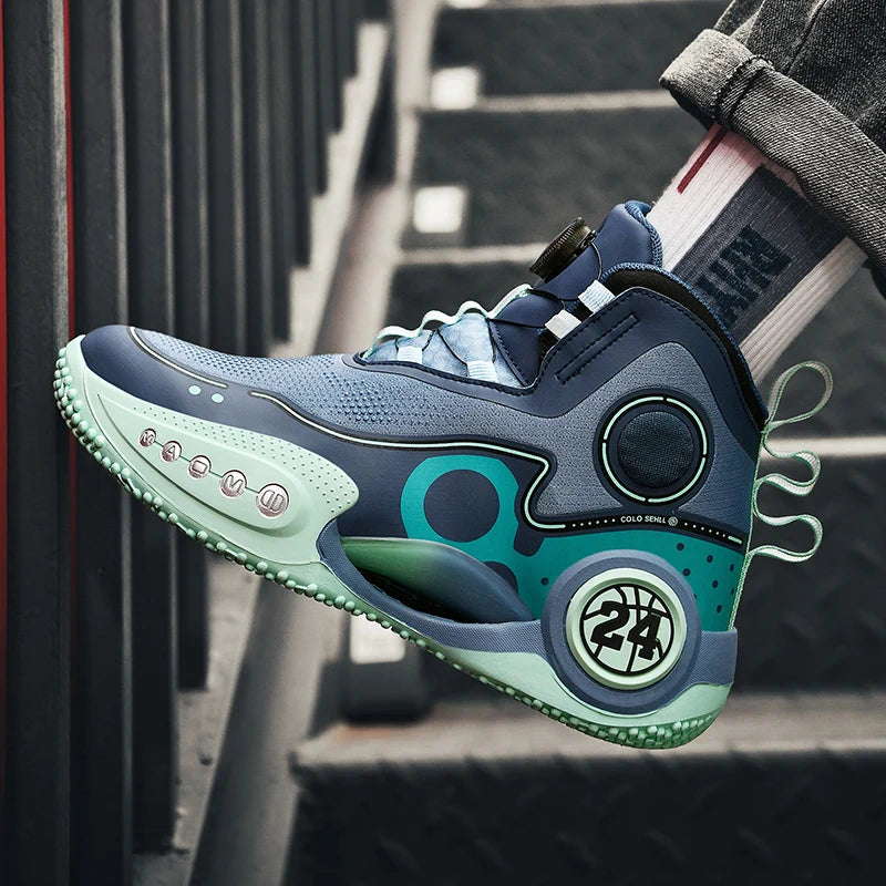 High-top Men Basketball Shoes Kids Rotating Button Basket Boots Brand Design Sneakers Men Outdoor Basketball Training Shoes Male