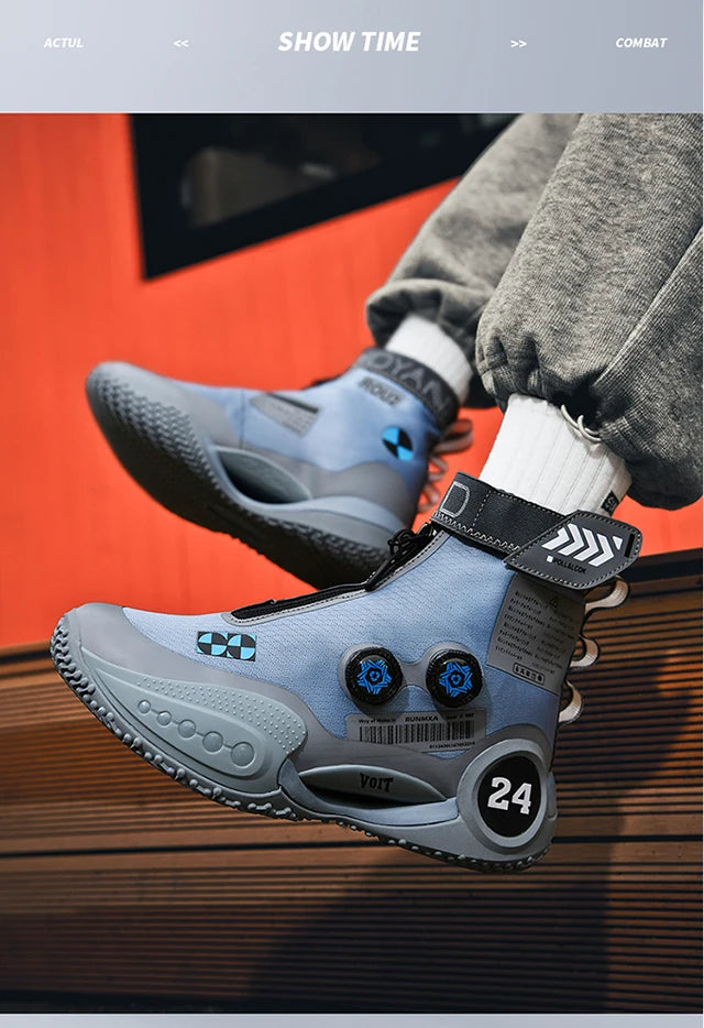 New basketball shoes male high top students wear-resistant outdoor concrete actual combat flying woven breathable combat boots