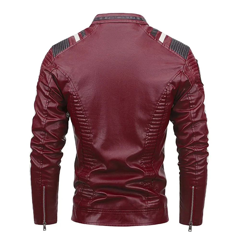 Men's Punk Style Jacket PU Leather Jacket Men Fashion Clothing Autumn Coat Men Motorcycle Jacket Artificial Leather High Quality