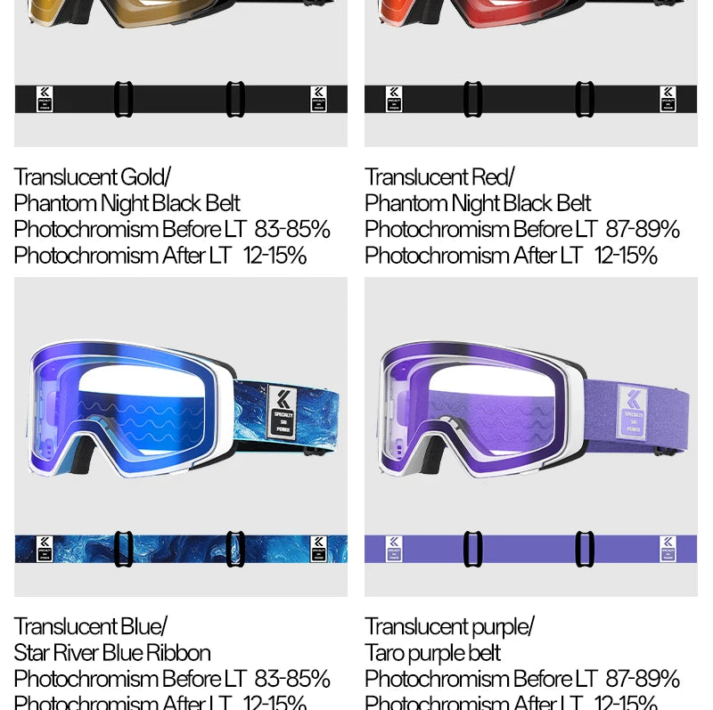 Kapvoe Men Outdoor Photochromic Snow Goggles Ski Goggles Winter Snowmobile Snowboard Anti-Fog Mask Women UV400 Sports Glasses