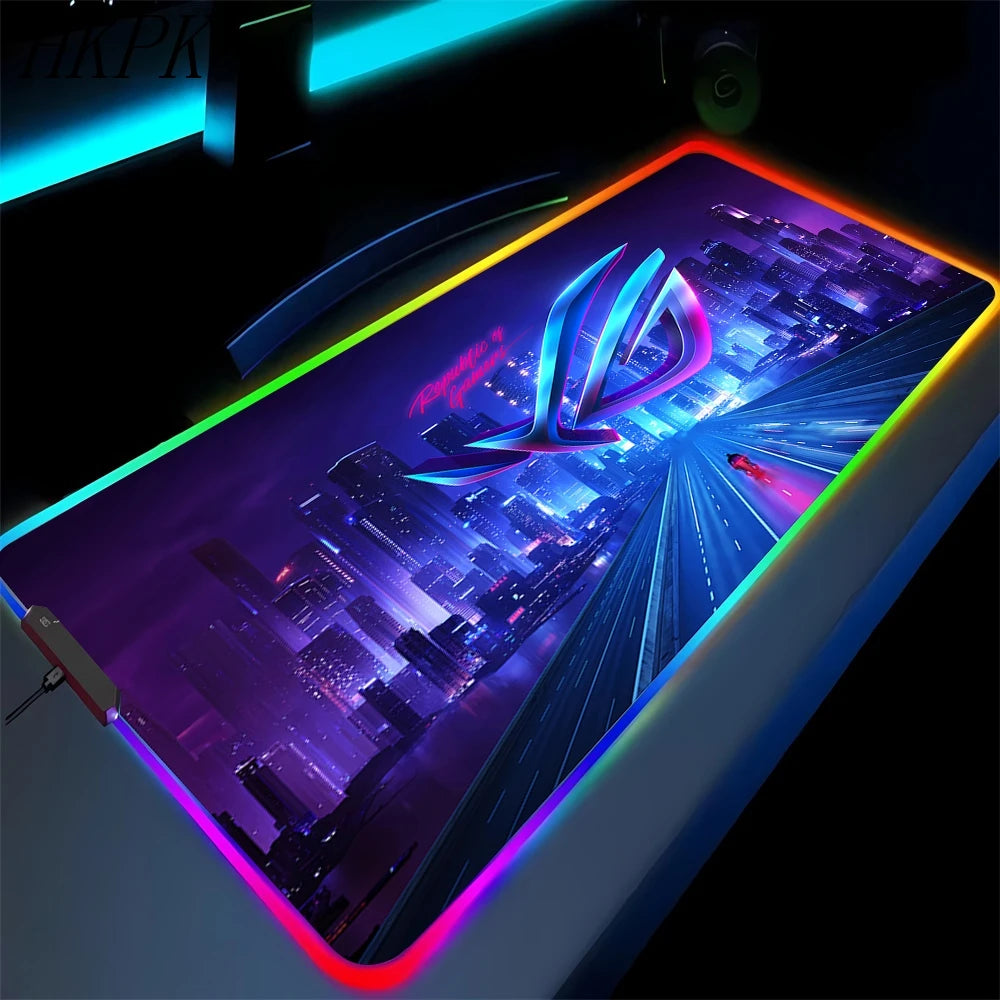 Black Mouse Pad Asus Rgb Gaming Mause Mat Anime Mats Gamer Rug Pc Xxl Cute Pads Large Game Keyboard Carpet Backlight Mousepad