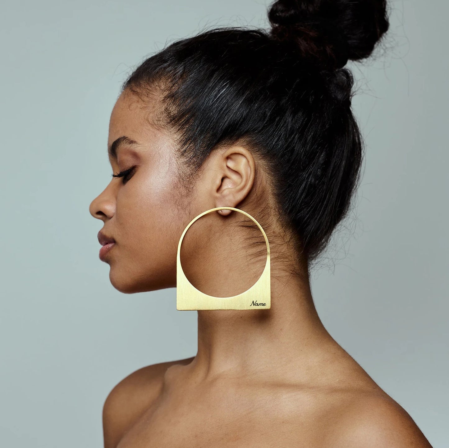 African Large Hoop Earring with Custom Name Middle East Dubai 18K Gold Plated Stainless Steel Earrings Women Jewelry Handmade