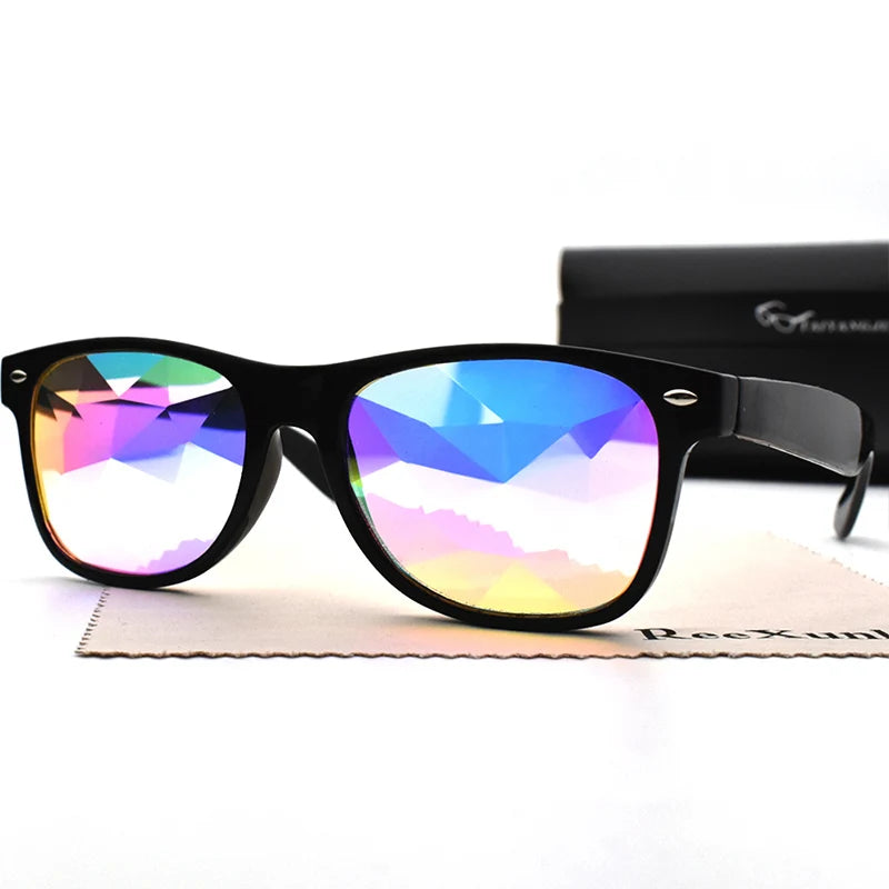 Trendy Square Party Sunglasses Women Men Fashion EDM Light Diffraction Futuristic Rave Festival Sun Glasses Psychedelic Prism