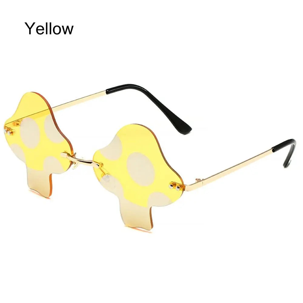 Cartoon Mushroom Shape Sunglasses Women Irregular Rimless Sun Glasses Trendy Funny Sunglasses Outdoor Party Favor Decorations