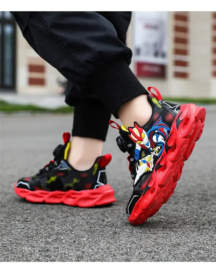 Boys Girls Sneakers Boots LED Footwear Luminous For Kids Light Button Lock Laces Shoes Cartoon Children's Baby Kids