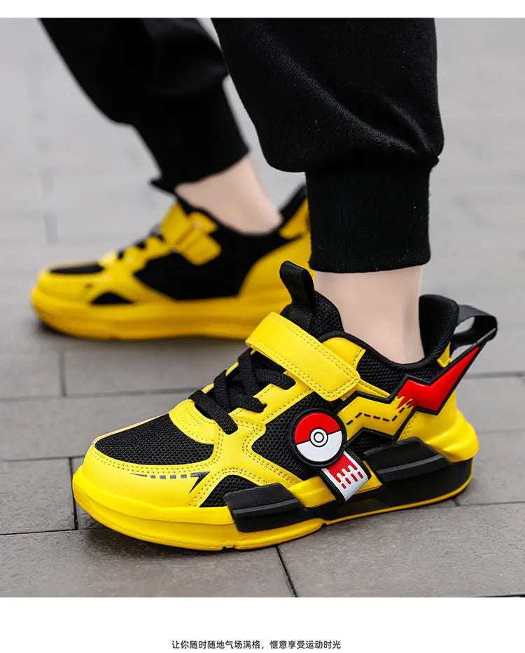 Pokemon Pikachu Children Sports Shoes Spring and autumn Fashion Anime Boy Sneakers Student Breathable Non-slip Running Shoe