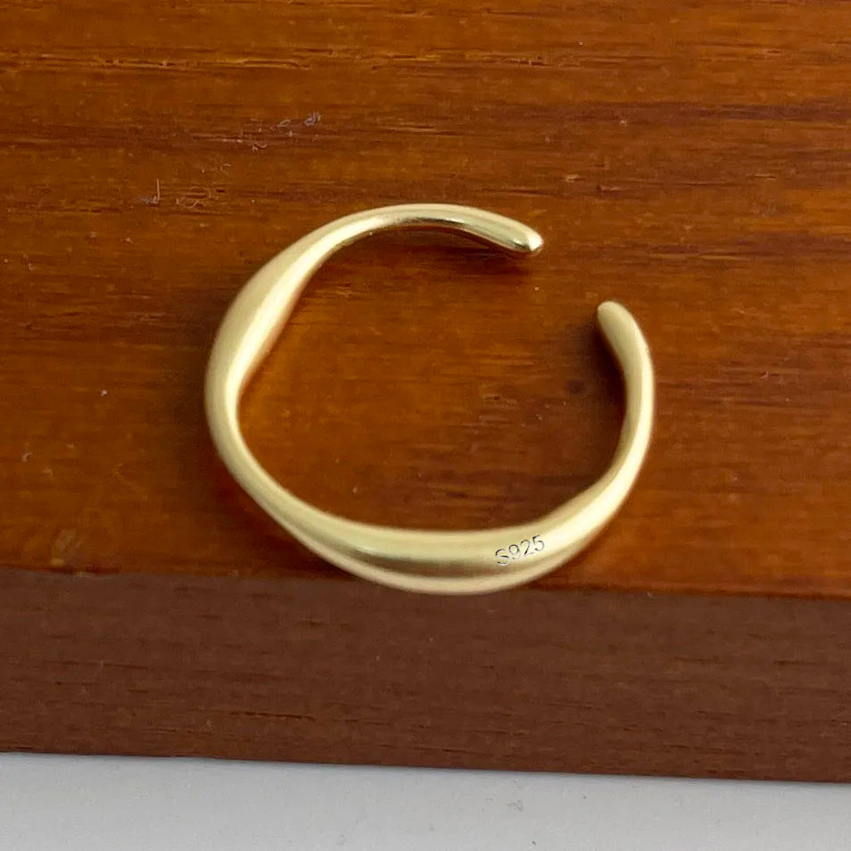 925 Sterling Silver Rings For Women Geometric Fine Jewelry Finger Adjustable Wide Sparkling Ring For Party Birthday Gift