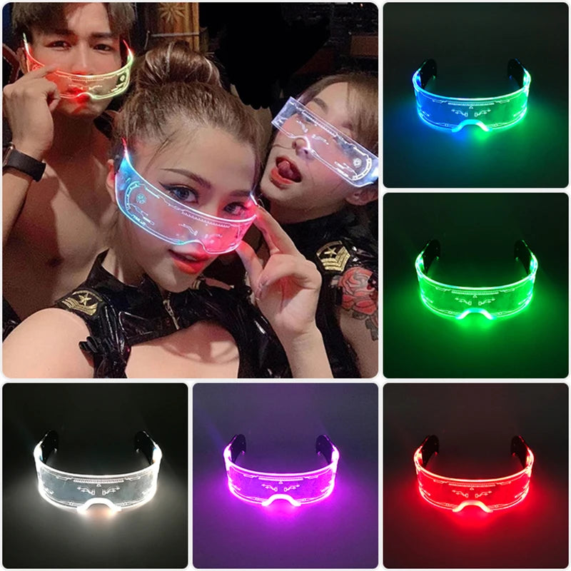 Fashion Luminous Decorative Glasses Neon Light Decoration LED Sunglasses For Nightclub DJ Dance Music Rave Costume Night