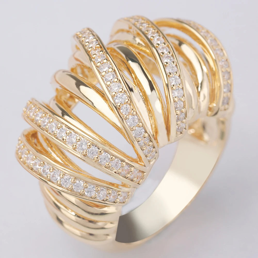 JEWEL Fashion Romantic and Shiny High Quality Crisscross Design AAA+ Cubic Zirconia For Women Finger Ring Wedding Party Gift