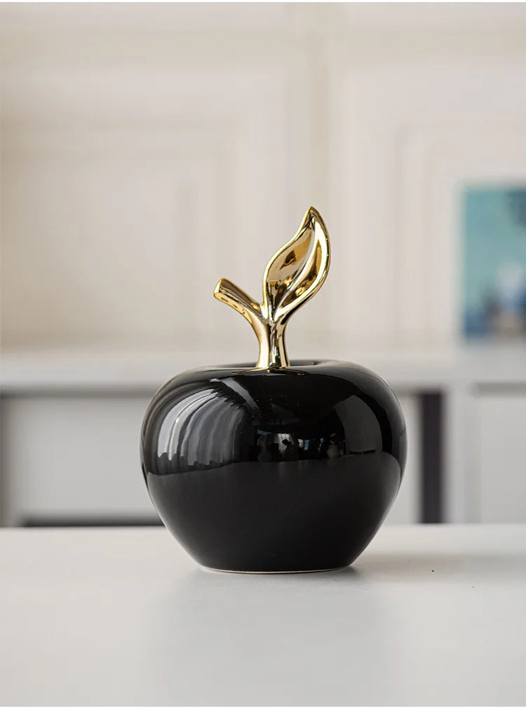 Creative Ceramic Apple Figurines Handicrafts Living Room Art White Apple Sculpture Room Home Decor Accessories Holiday Gifts