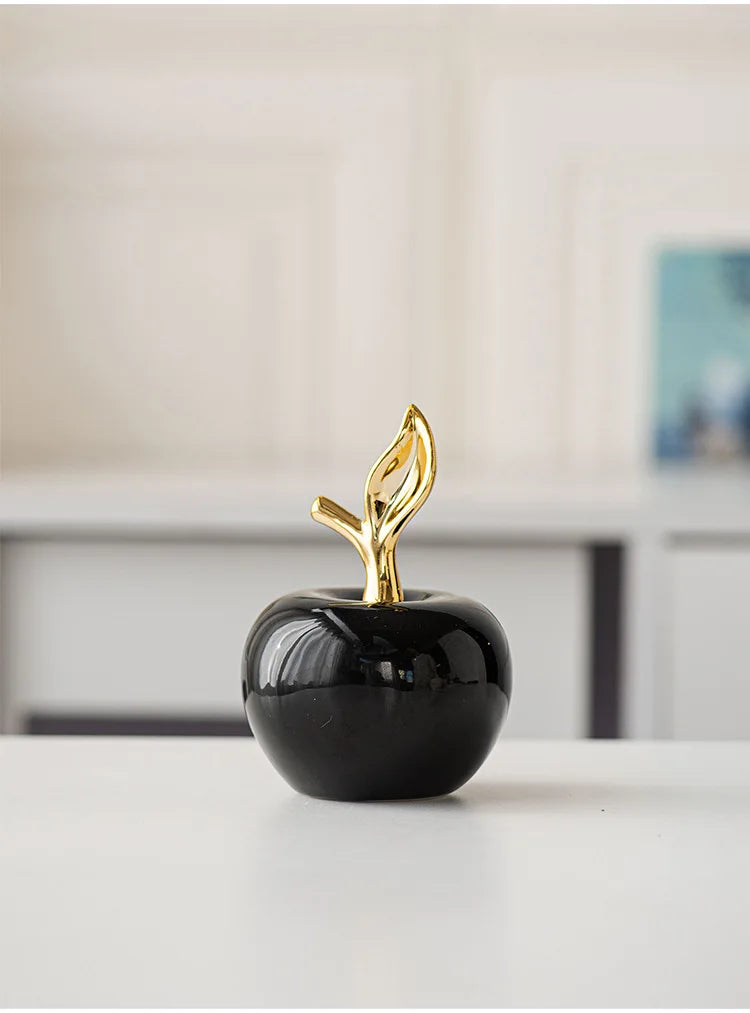 Creative Ceramic Apple Figurines Handicrafts Living Room Art White Apple Sculpture Room Home Decor Accessories Holiday Gifts