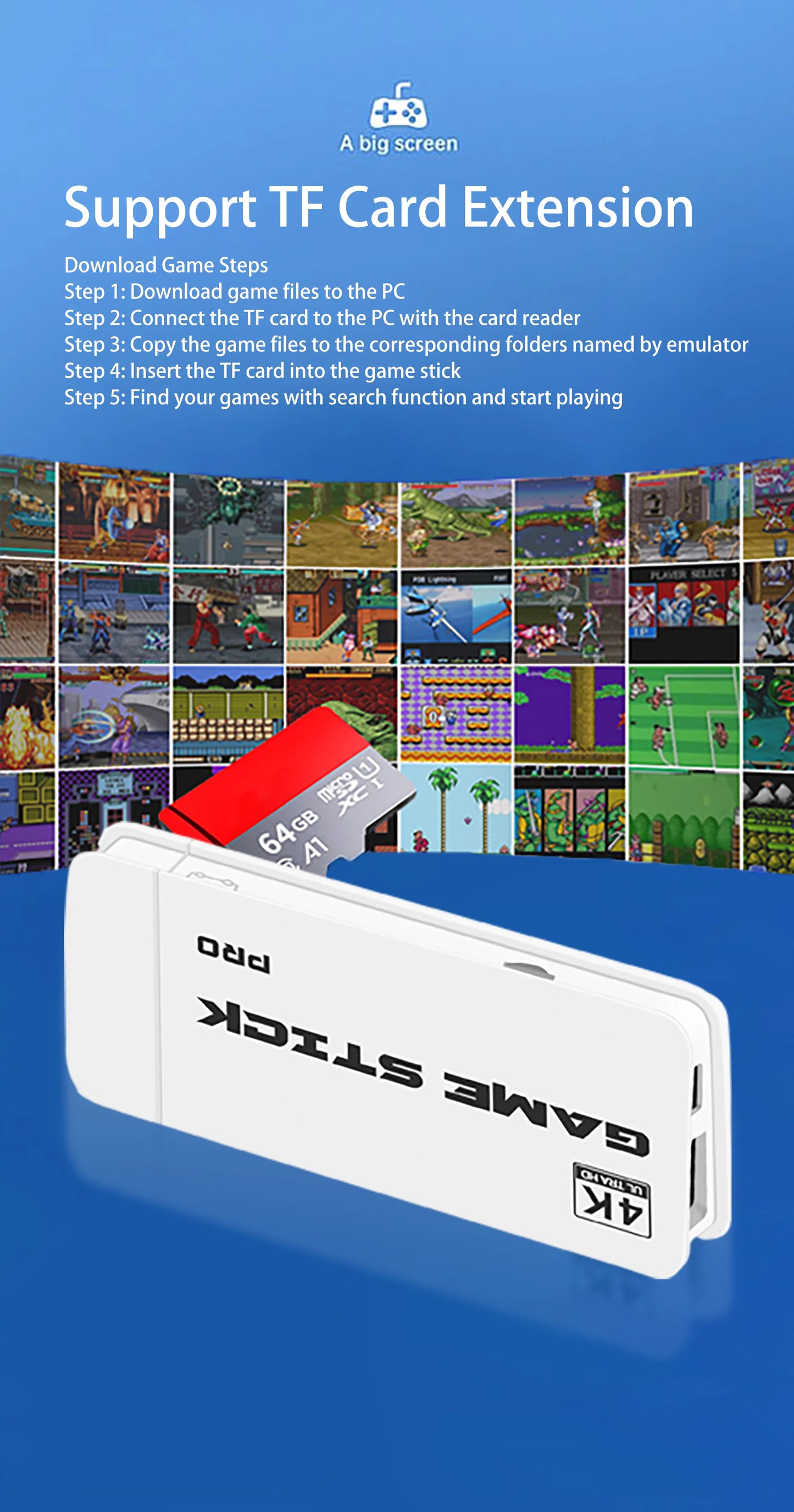 4K TV Game Stick M15 Video Game Console Built-in 40000+/50000 Games 128G Handheld Game Player Wireless Controller Retro Gamepad