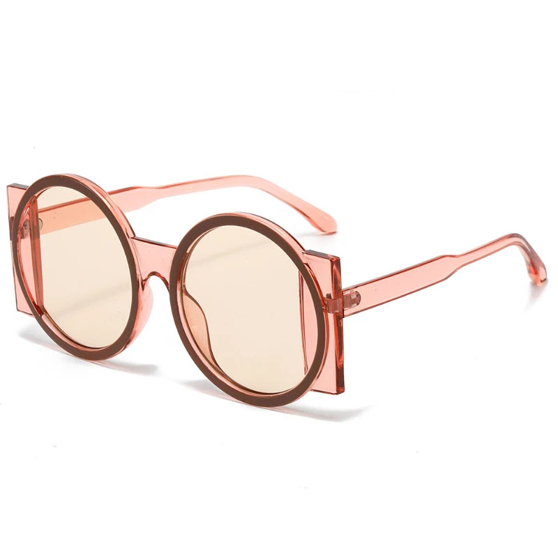 Round Double Color Sunglasses for Women Men Retro Trendy UV400 Sun Glasses Goggles Outdoor Hip Hop Travel Beach Eyewear Goggles