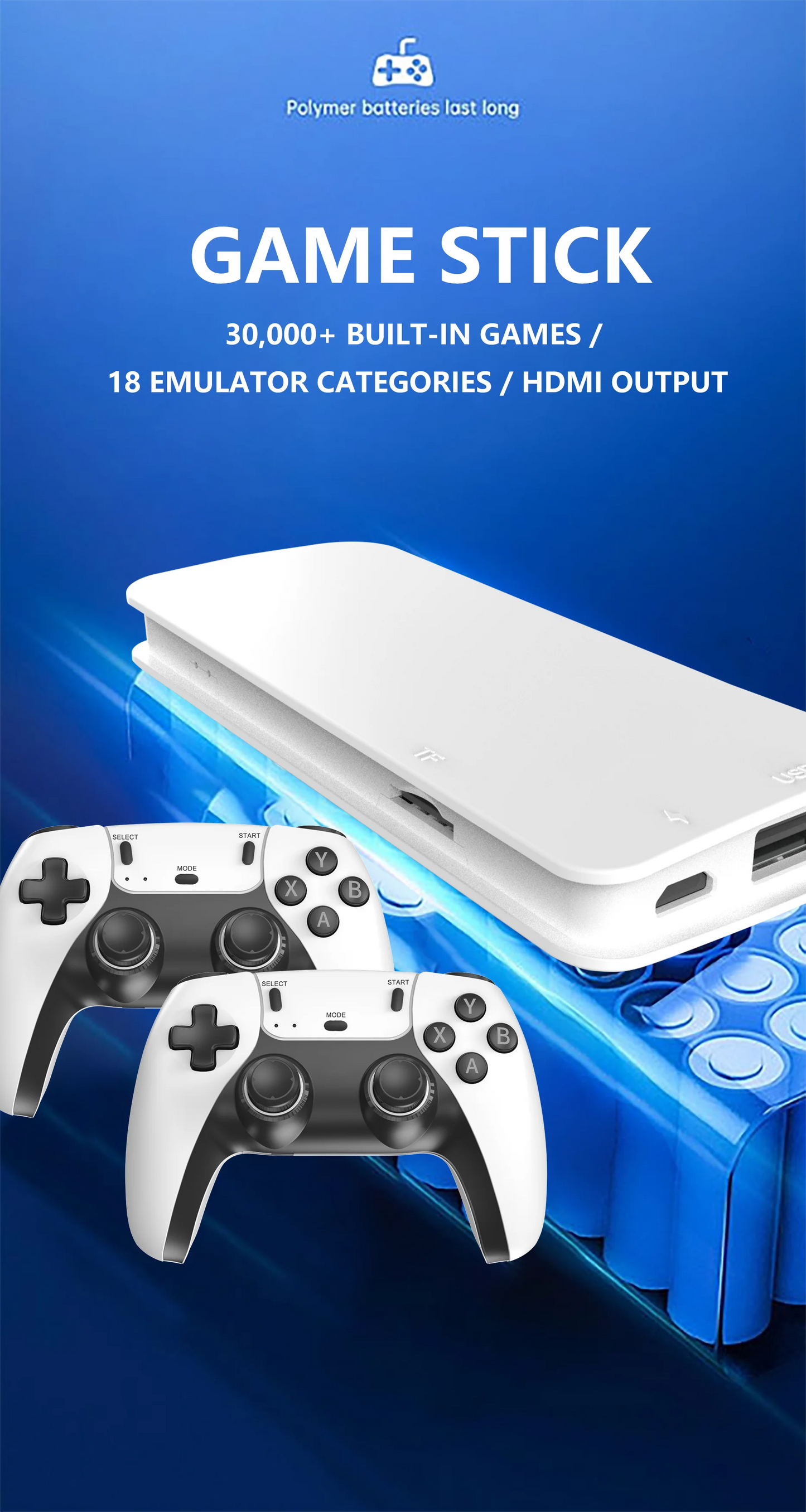 4K TV Game Stick M15 Video Game Console Built-in 40000+/50000 Games 128G Handheld Game Player Wireless Controller Retro Gamepad