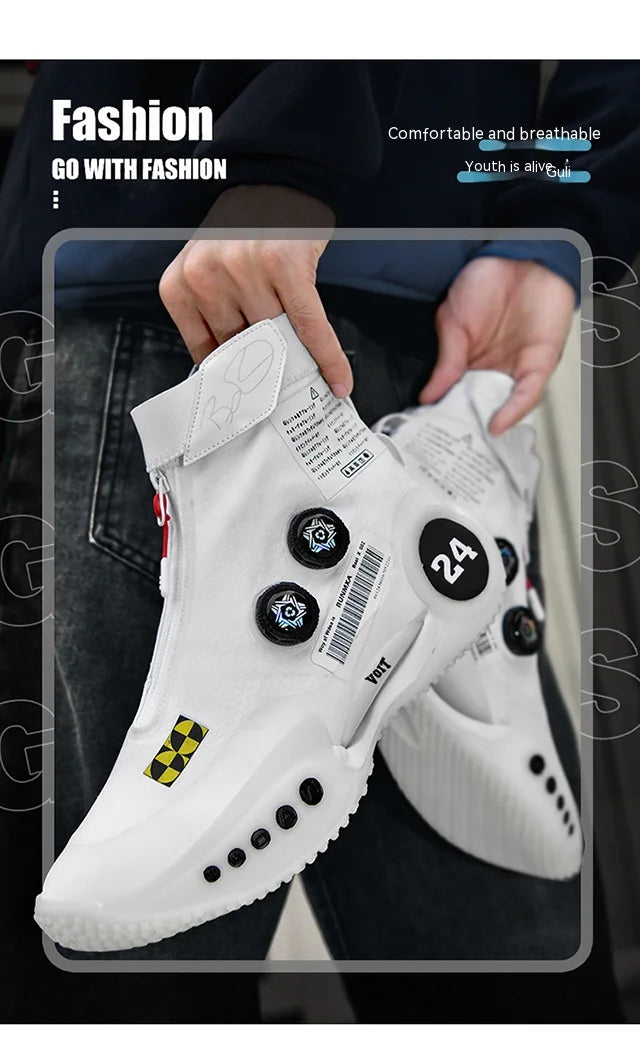 New basketball shoes male high top students wear-resistant outdoor concrete actual combat flying woven breathable combat boots