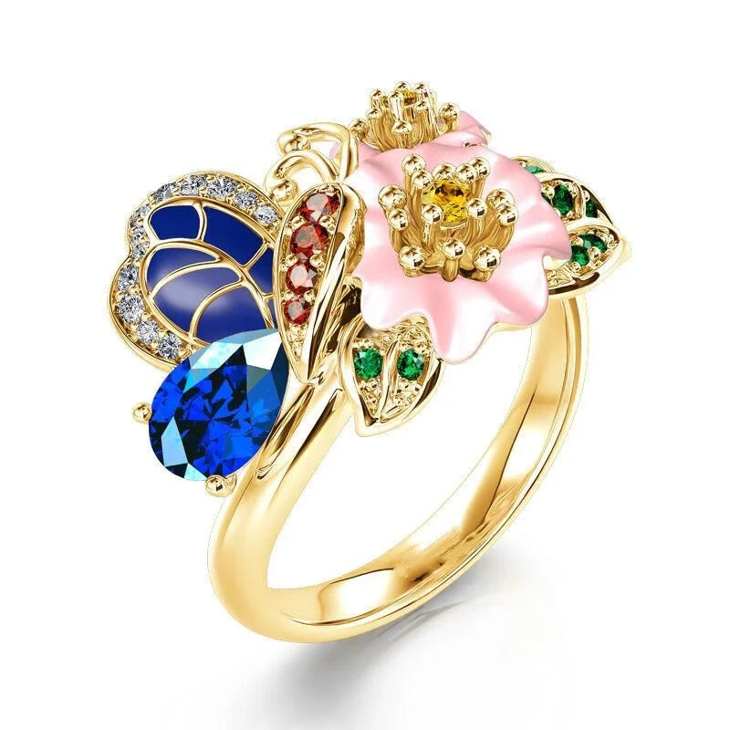 New jewelry, exquisite decoration, fashionable butterfly pattern women's ring