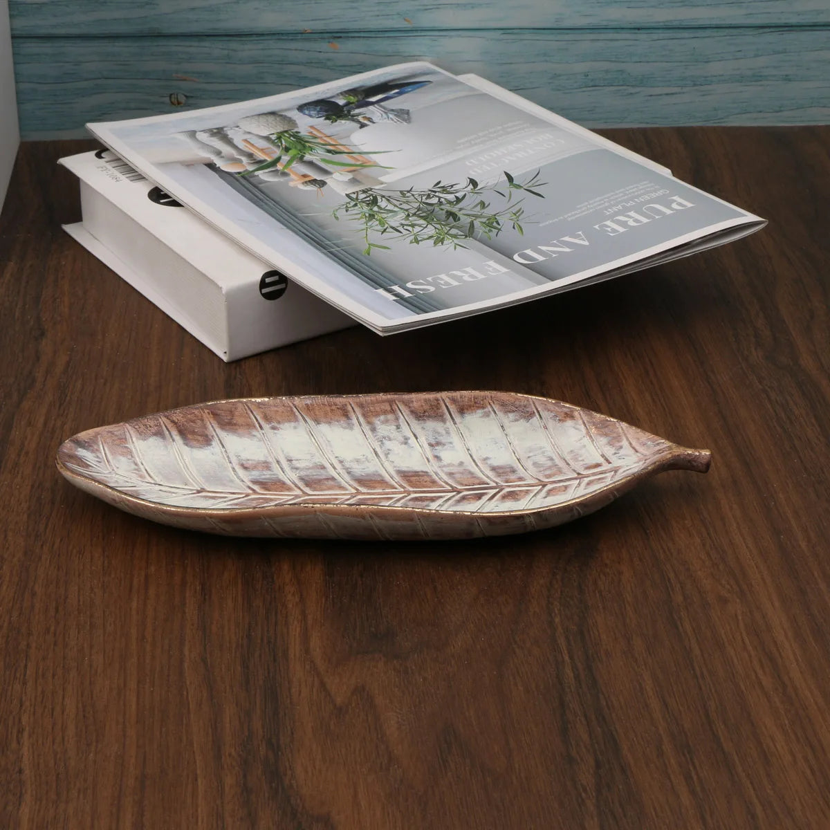 1pc Elegant Golden  Leaf Decor Tray - Versatile Storage& Chic Room Accent, Perfect Gift for Any Occasion