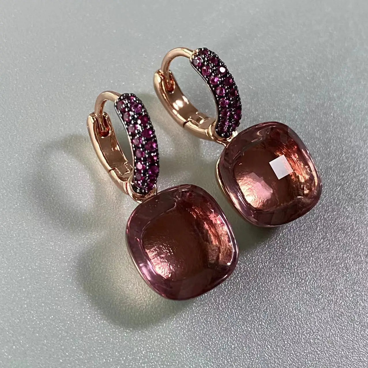 12.6mm Flat Nudo Earrings Inlay Black Zircon Candy Color Crystal Earrings For Women Drop Earrings Fashion Jewelry Gift