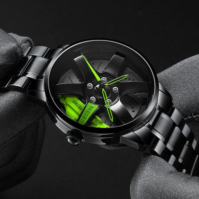 New Fashion Man Luxury Watches For Men Car Wheel Hub Stainless Steel Quartz Watch Mens Military Sport Leather Watch Reloj Hombre