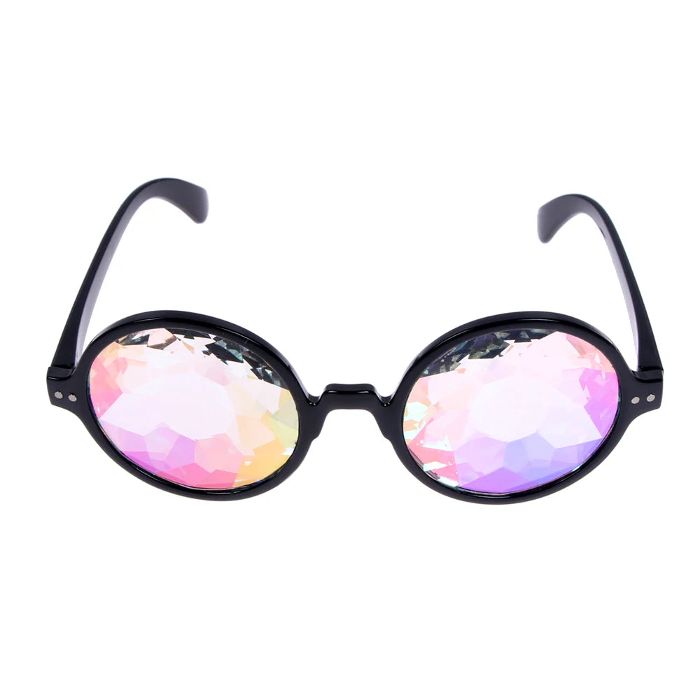 Kaleidoscope Psychedelic Eyeglasses Men Women Funny Round Sunglasses Rave Festival Stylish Female Carnival Party Queen Glasses