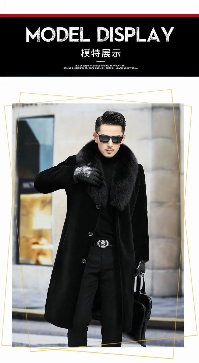 New fur coat with wide collar, whole mink winter thickened, long imitation mink fur men's coat, high-end mink fur coat M-6XL