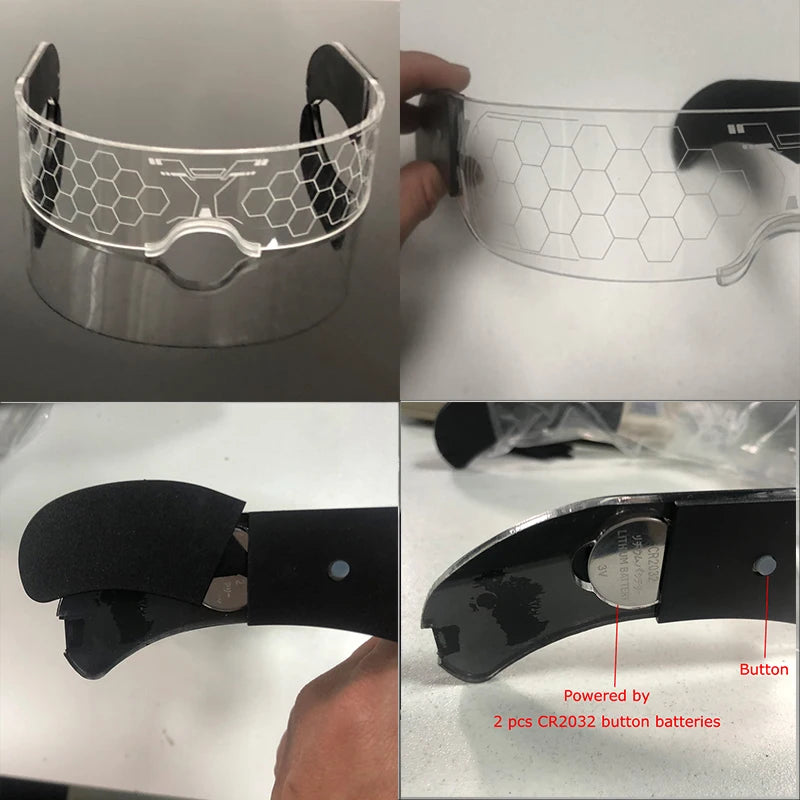 Fashion Luminous Decorative Glasses Neon Light Decoration LED Sunglasses For Nightclub DJ Dance Music Rave Costume Night
