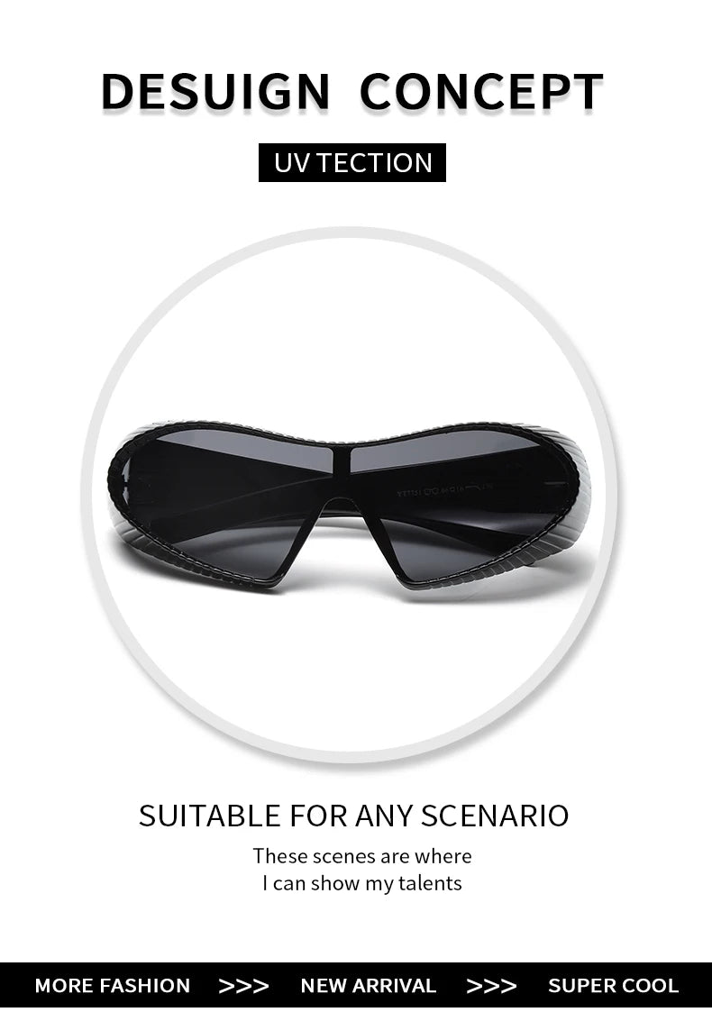 New Alien Uv Resistant Sunglasses, Punk Goggles, Futuristic Y2k Large Frame Integrated Sunglasses 7751