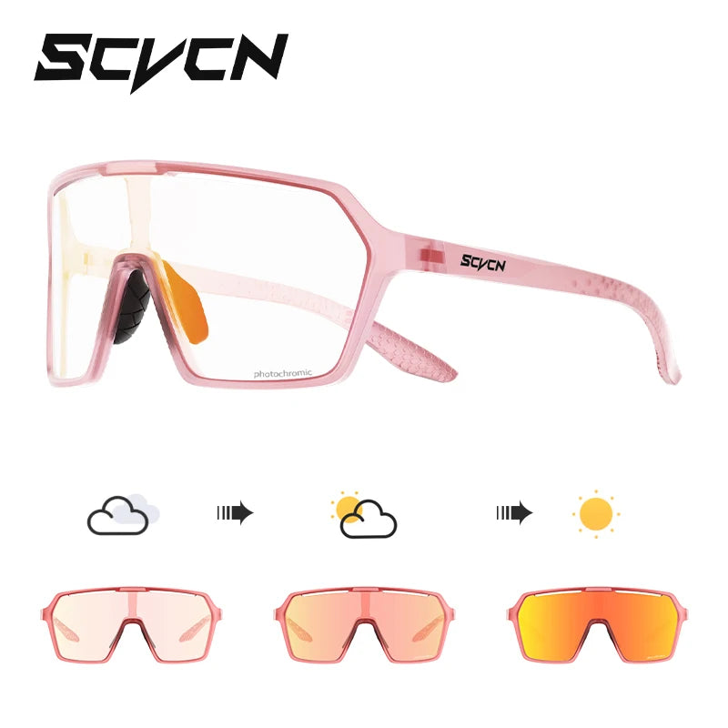 SCVCN New Photochromic Sunglasses MTB Cycling Glasses Outdoor Sports Running Drving Goggles UV400 Protection Bike Eyewear