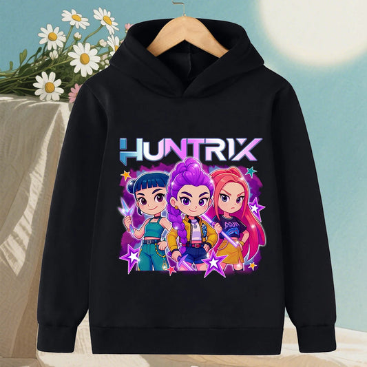 KPop Demon Hunter Rumi Derpy Cartoon Girls Boy Hooded Sweatshirt Warm Children's Wave Fashion Casual Tops Casual Girls Clothing