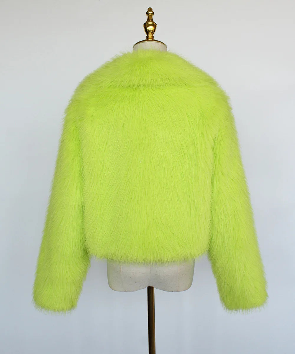 2025 Female Winter Brown Faux Fur Coat For Women Casual Long Sleeve Fluffy Plush Jacket Lady Solid Thick Fake Fur Warm Cardigan