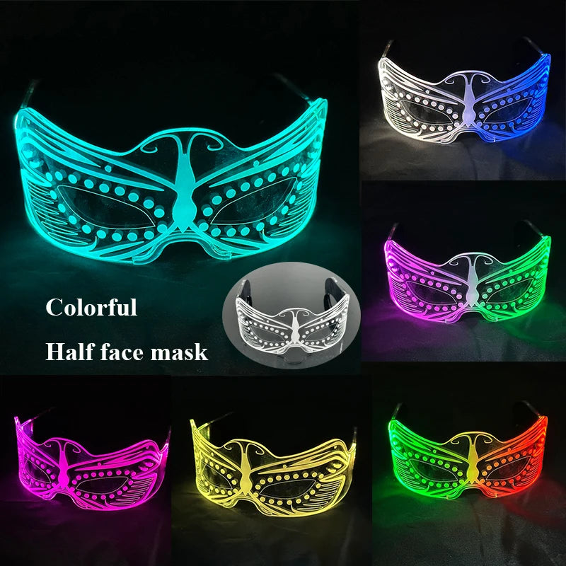 Fashion Luminous Decorative Glasses Neon Light Decoration LED Sunglasses For Nightclub DJ Dance Music Rave Costume Night