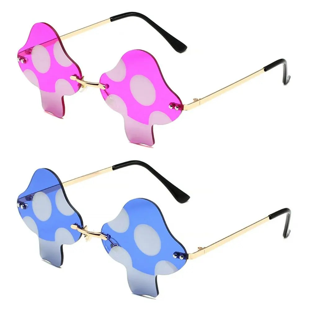 Cartoon Mushroom Shape Sunglasses Women Irregular Rimless Sun Glasses Trendy Funny Sunglasses Outdoor Party Favor Decorations