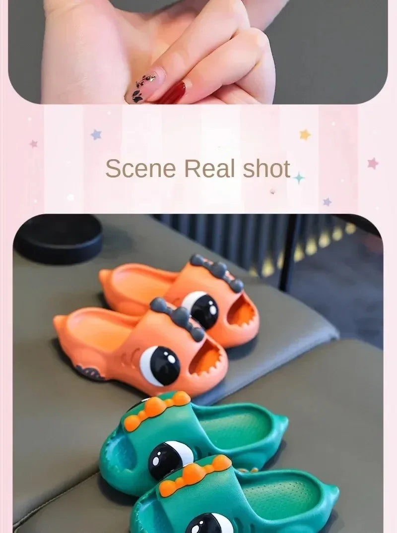 Summer Aged 2-12 Children Slippers Cute Cartoon Dinosaur Beach Sandal For Kids Boys Girls Flip Flops Non-Slip Indoor Home Shoes