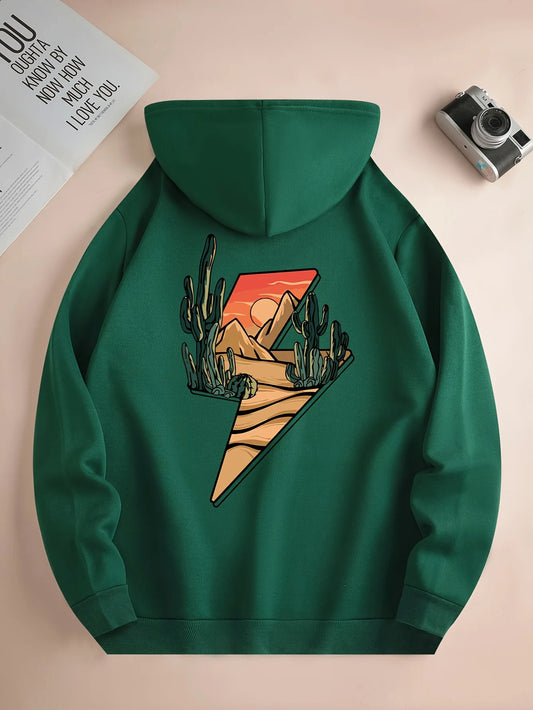 Men's Hoodie - Drawstring Hood with Kangaroo Pocket - Lightweight Fall Outdoor Wear - Machine Washable Street Style Top