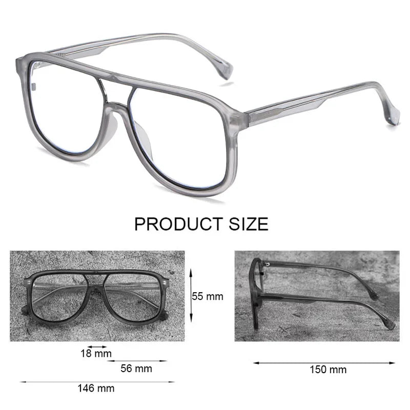 Fashoin Large Frame Anti Blue Light Glasses Frame Men Women Oversized Optical Prescription Eyewear Computer Goggles Eyeglasses