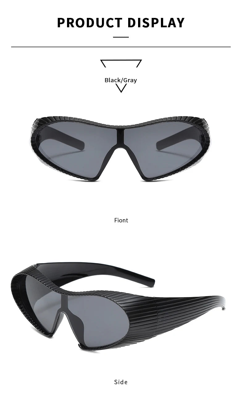 New Alien Uv Resistant Sunglasses, Punk Goggles, Futuristic Y2k Large Frame Integrated Sunglasses 7751