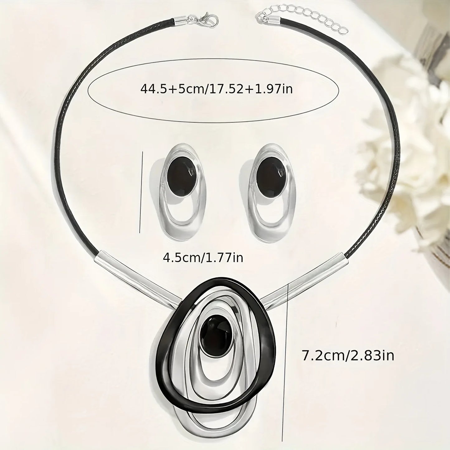 New Fashion Circle Oval Pendant Necklace for Women Simple Trendy Earring Post Jewelry Set Hot Sale Party Gift 2025 New Style