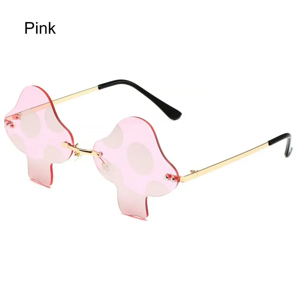 Cartoon Mushroom Shape Sunglasses Women Irregular Rimless Sun Glasses Trendy Funny Sunglasses Outdoor Party Favor Decorations