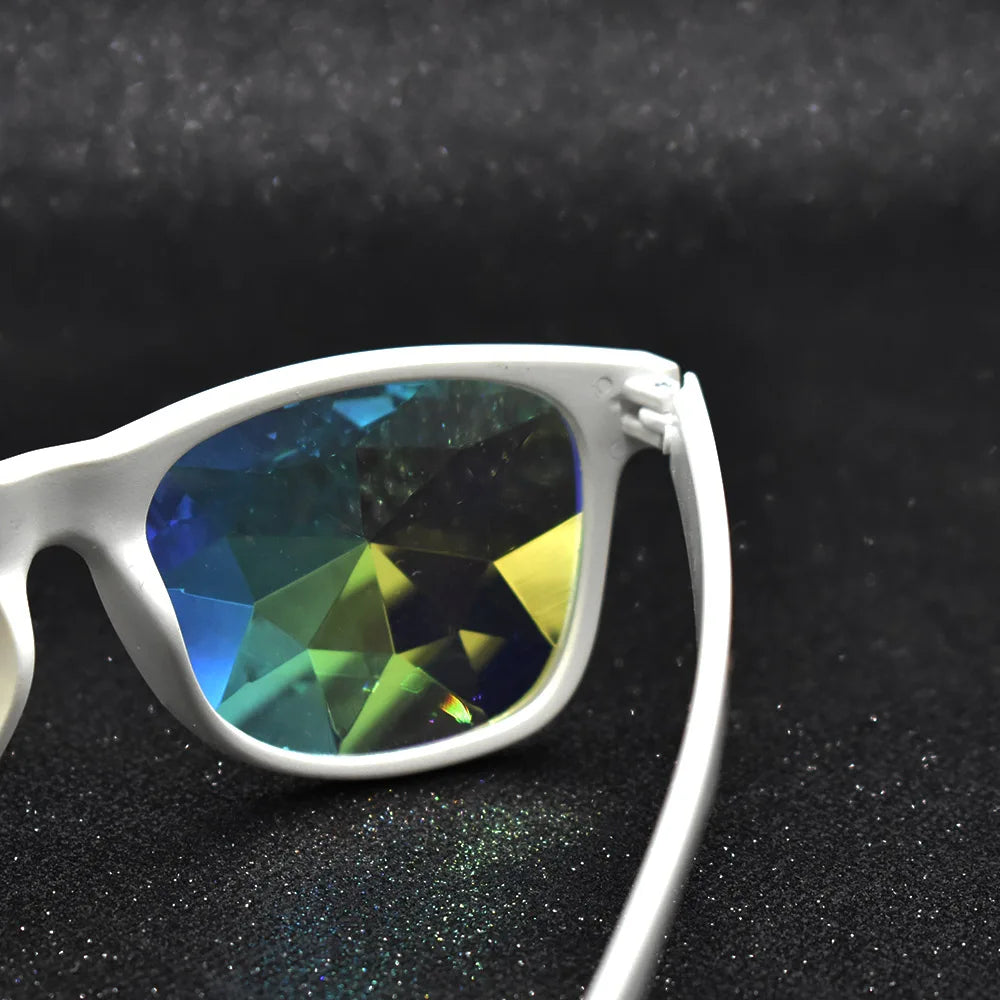 Trendy Square Party Sunglasses Women Men Fashion EDM Light Diffraction Futuristic Rave Festival Sun Glasses Psychedelic Prism