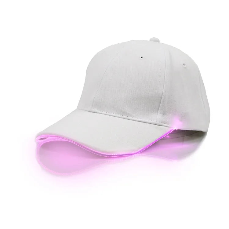 Fiber Optic Cap LED Hat with 7 Colors Luminous Glowing EDC Baseball Hats USB Charging Light Up Caps Performance Led Cap