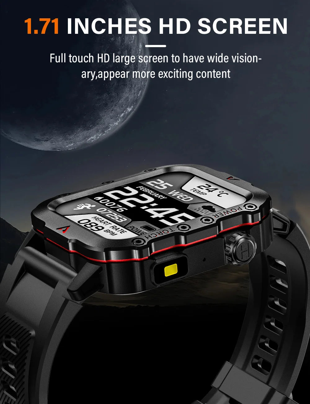 LAXASFIT 2024 Outdoor Military Men's Smart Watch Bluetooth Talk Sports Heart Rate Monitor Smart Watch Android IOS
