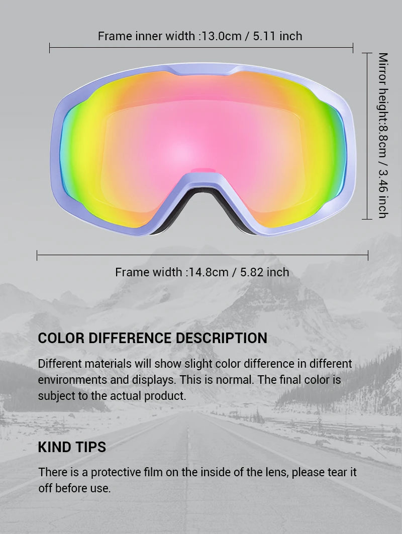 KAPVOE Kids Ski Goggles Double UV400 Kids Skiing Mask Glasses 4-15 years old Professional Anti-fog Child Snowboard Goggles