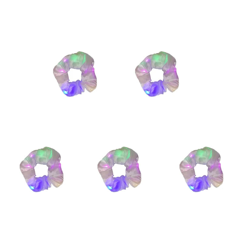 1/10 Pcs LED Luminous Scrunchies Glowing Hairband Girl Light Up Hair Scrunchy Birthday Party Headwear Supplies Hair Accessories