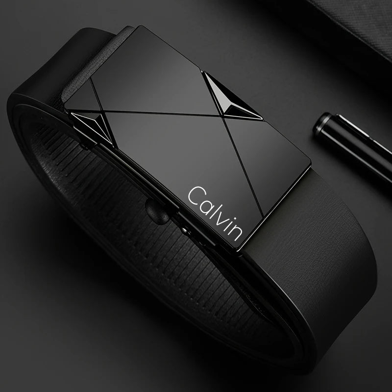 New Men's Automatic Buckle PU Belt Fashion Matching Men's Business Casual Belt Trendy Waist Accessories Wholesale